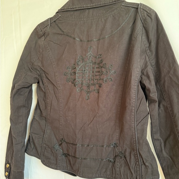 Aziz Embroidered Black Button Front Womens Jacket - Gothic Boho Style - Picture 5 of 8